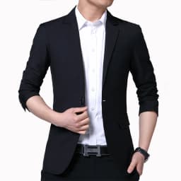 Elegantní pánský oblek slim fit společenský kabát jednobarevný formální sako vel. S-7XL - náhled 2