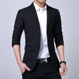 Elegantní pánský oblek slim fit společenský kabát jednobarevný formální sako vel. S-7XL - náhled 5