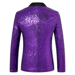 Pánské flitrové sako luxusní společenské slim fit formální oblek na ples a svatbu červené/fialové - náhled 6
