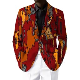 Pánská módní bunda s barevným potiskem - stylový elegantní dlouhý rukáv casual blazer - náhled 6