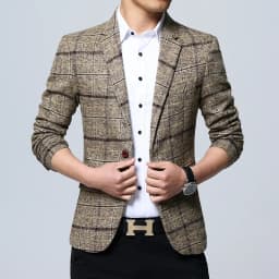 Pánské kostkované sako slim fit – elegantní casual blazer pro společenské příležitosti - náhled 3