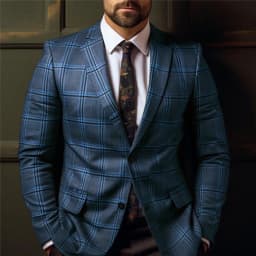 Pánský elegantní sako kabát károvaný vzor slim fit kancelářský blazer šedý - náhled 3