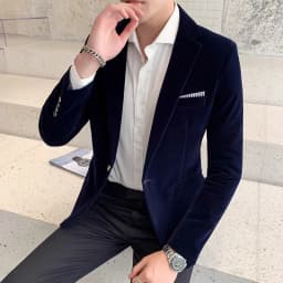 Zlatý sametový pánský blazer – elegantní slim fit oblek pro společenské příležitosti - náhled 6