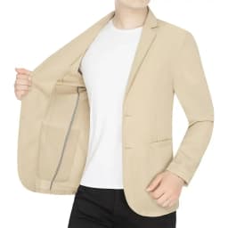 Pánské letní sako prodyšné síťované slim fit volnočasové béžové sportovní sako vel. XL-4XL - náhled 4
