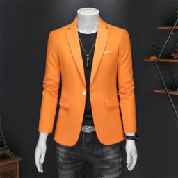 Pánské sako slim fit elegantní společenské béžové v módním designu pro svatbu a kancelář vel. S-3XL - náhled 4