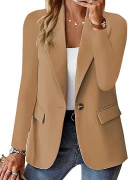Dámské elegantní sako v módním střihu - jednobarevné sako slim fit s kapsami pro podzimní styl - náhled 7