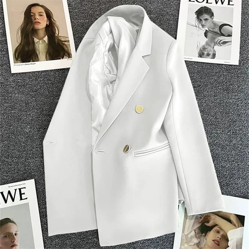 Elegantní dámský blazer v pastelových barvách - štíhlý střih, dvouřadové zapínání, jarní/podzimní móda