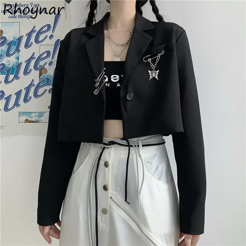 Dámský krátký blazer - stylový podzimní kabátek, módní střih S-3XL, elegantní streetwear