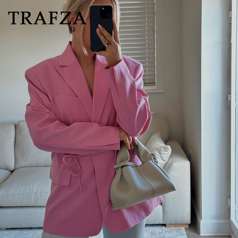 Elegantní dámské sako růžové barvy - stylový jarní blazer pro kancelář a volný čas