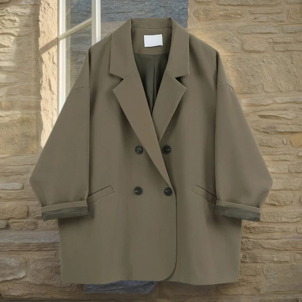 Dámské sako v elegantním vintage stylu - dvouřadé módní blazer pro podzimní sezónu 2025