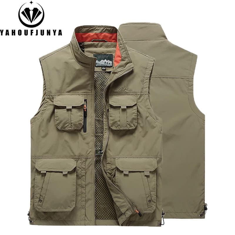 Pánská vícekapesní vesta bez rukávů - outdoorové oblečení pro volný čas, prodyšná, nadměrné velikosti S-6XL