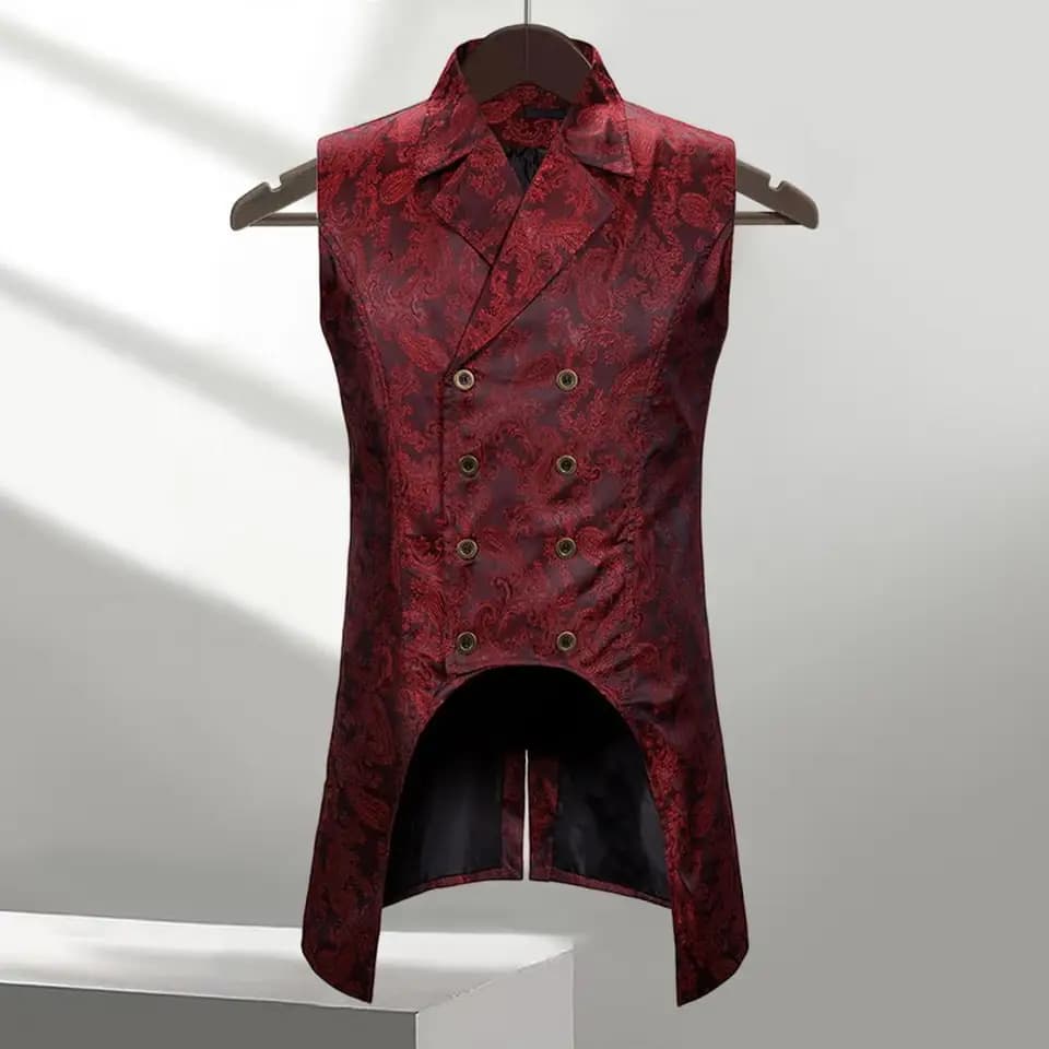 Pánská vesta slim fit retro módní střih dvouřadový lehký kabátek vintage styl