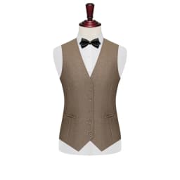 Pánská vesta slim fit pro společenské i volnočasové nošení, béžová elegantní vesta do kanceláře - náhled 4