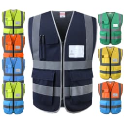 Pánská pracovní vesta Navy Blue síťovaná s kapsami a zipem - odolný profesionální oděv - náhled 2