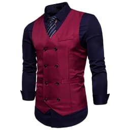 Pánská vesta slim fit elegantní společenský kabátek jednobarevný kancelářský styl módní - náhled 3