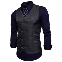 Pánská vesta slim fit elegantní společenský kabátek jednobarevný kancelářský styl módní - náhled 6