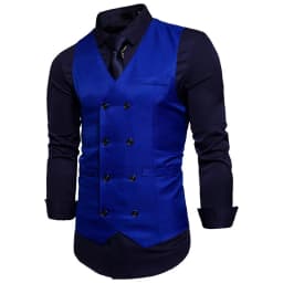 Pánská vesta slim fit elegantní společenský kabátek jednobarevný kancelářský styl módní - náhled 4