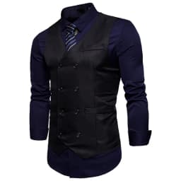 Pánská vesta slim fit elegantní společenský kabátek jednobarevný kancelářský styl módní - náhled 5