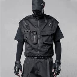 Víceúčelová taktická vesta pánská - cargo design, streetwear, moderní prodyšný styl - náhled 2
