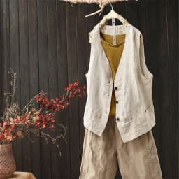 Pánská lněná vesta letní elegantní jednobarevná slim fit volnočasový styl 3 knoflíky - náhled 2