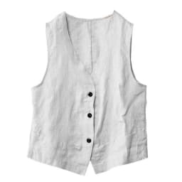 Pánská lněná vesta letní elegantní jednobarevná slim fit volnočasový styl 3 knoflíky - náhled 6