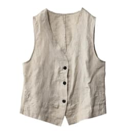 Pánská lněná vesta letní elegantní jednobarevná slim fit volnočasový styl 3 knoflíky - náhled 5