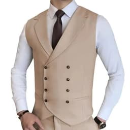 Pánská champagne vesta slim fit – elegantní společenský oděv pro svatbu a společenské akce - náhled 2