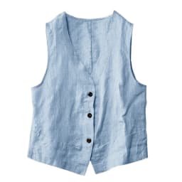 Pánská lněná vesta letní elegantní jednobarevná slim fit volnočasový styl 3 knoflíky - náhled 7