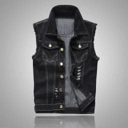 Pánská modrá riflová vesta slim fit - módní jarní/letní bunda bez rukávů - náhled 4