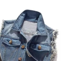 Pánská modrá riflová vesta slim fit - módní jarní/letní bunda bez rukávů - náhled 5