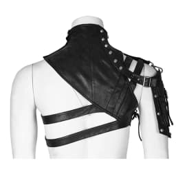 Kožená gotická vesta unisex - punk rock styl, kapsa, černá módní bunda bez rukávů - náhled 6