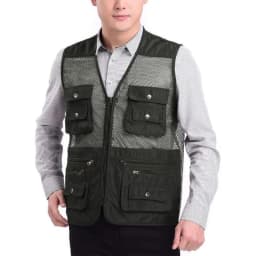 Pánská rybářská vesta prodyšná síťovaná s kapsami na outdoor aktivity - zelená M/L/XL - náhled 2