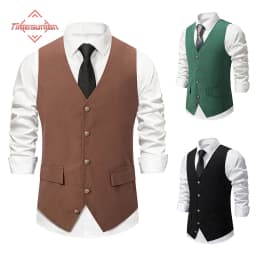 Pánská vintage vesta western styl černá zelená kávová prošívaná kožená vložka - náhled 2