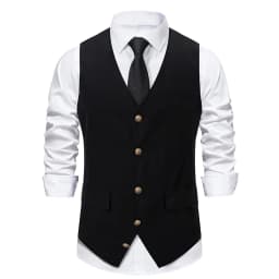 Pánská vintage vesta western styl černá zelená kávová prošívaná kožená vložka - náhled 4