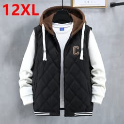 Pánská zimní vesta XXL - teplá prošívaná vesta s kapucí pro silnější postavy 3XL-10XL - náhled 2