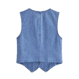 Dámská džínová vesta bez rukávů modrá elegantní retro styl kancelářský outfit XS-2XL - náhled 3
