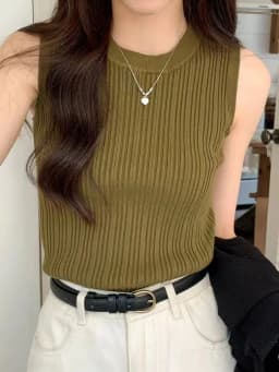 Dámský pletený zelený top bez rukávů - elegantní pohodlný letní kardigan - náhled 5