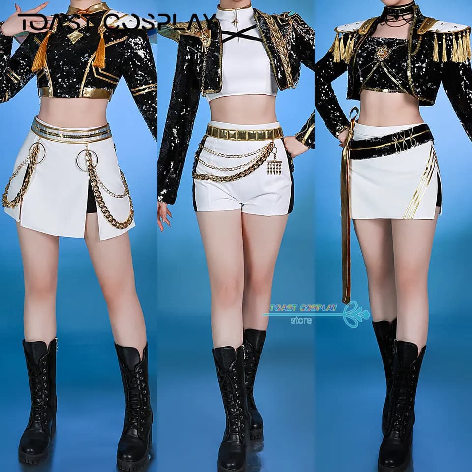 Dámský anime kostým pro cosplay - Demon Hunters, Halloween párty, uniforma s parukou