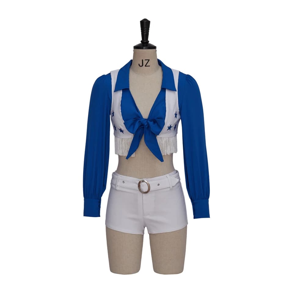 Dámský roztleskávačský kostým - sexy cheerleader outfit s crop topem a kraťasy