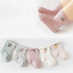 Roztomilé dětské ponožky se vzorem mrkve pro kojence - sada 3 párů, unisex, měkká bavlna - náhled 4