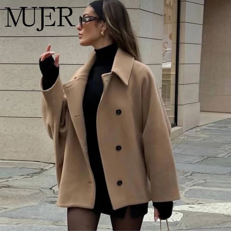 Dámský oversized dlouhý kabát - elegantní podzimní/zimní bunda v módním střihu