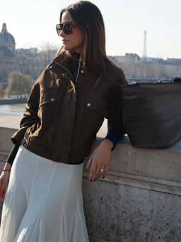 Dámská semišová bomber bunda vintage styl jarní kabát módní casual streetwear - náhled 6
