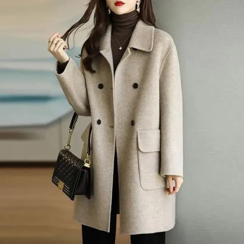 Dámský vlněný kabát zimní prošívaný oversized střih módní elegantní teplý stylový