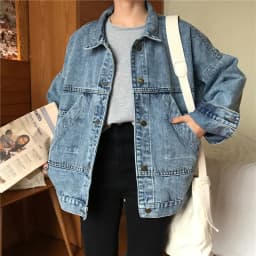 Dámská volnočasová džínová bunda elegantní sportovní oversized střih podzim/zima - náhled 2