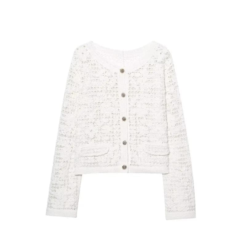 Dámská pletená bomber bunda Y2K styl módní jarní lehká casual elegantní svetr