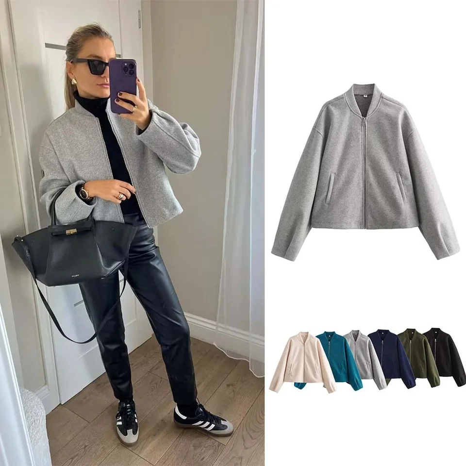 Dámská bomber bunda jarní/podzimní lehká krátká sportovní bundička elegantní módní styl