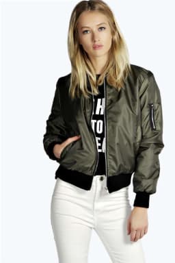Dámská podzimní bunda v retro stylu - elegantní bomber s límcem a zipem, módní kabátek - náhled 5
