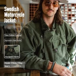 Pánská plátěná bunda zelená retro styl motorkářská kapsy lovecká pracovní jarní podzimní - náhled 2