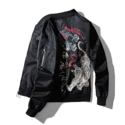 Pánská výšivková bunda s motivem draka a tygra - stylový bomber pro street fashion - náhled 5