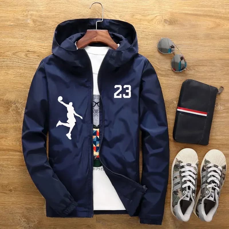 Pánská volnočasová bunda s kapucí jarní podzimní sportovní větrovka XXL-7XL